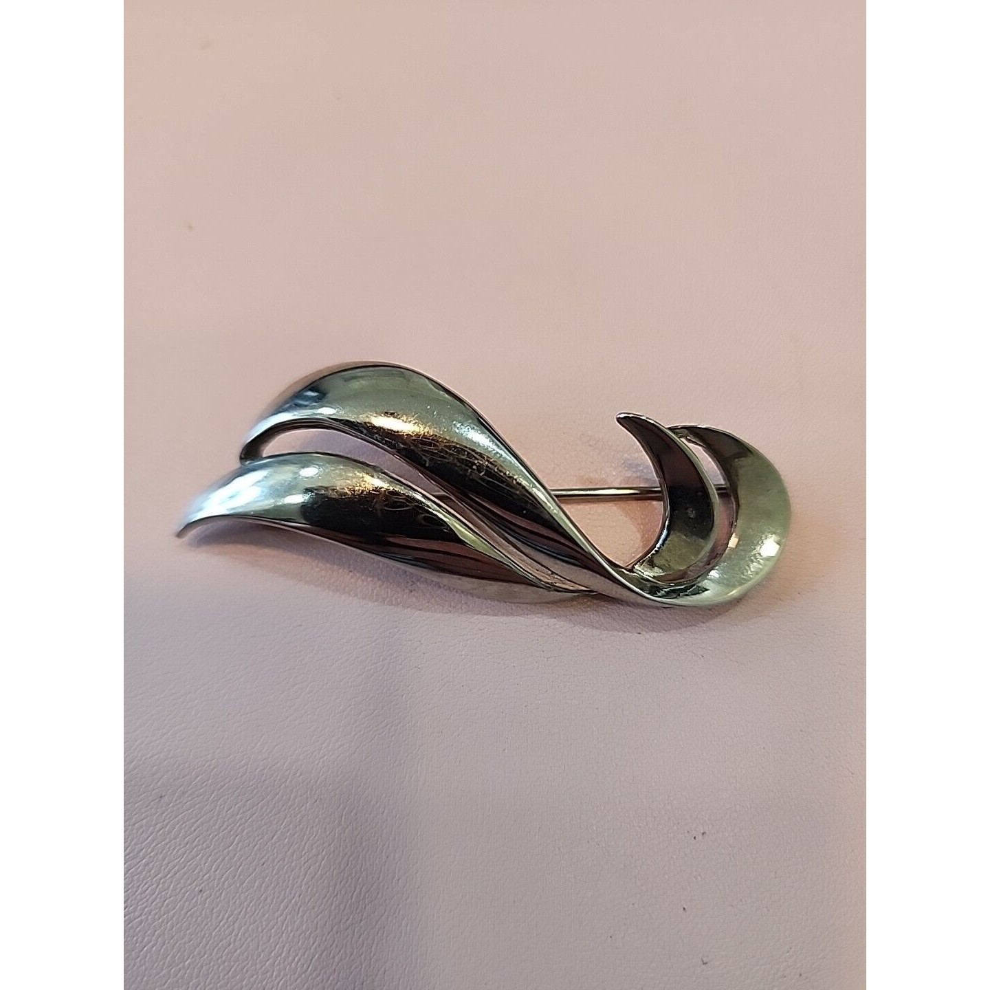 Vintage Signed Tat Abstract Shape Statement BroochPinSilver Tone Good003 15$